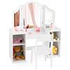 RELAX4LIFE Toeletta per Bambini con Specchio, Specchiera per Ragazzi in Legno Robusto, Tavolo da Trucco con Ampio Spazio di Stoccaggio (Toeletta + Sgabello, Bianco)