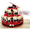 Viale Magico Torta Bomboniere Laurea, Torta Sacchetti con Portachivi Laurea, 25 Sacchetti Laurea bomboniere economiche ed Originali (Portachiavi Tocco e Pergamena)