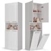 CDF Mobile Bagno Colonna 2 Cesti 174x60x30 cm Bianco Lucido con 2 Ante | Armadietti chiusi, portabiancheria integrati, finitura brillante, per lavanderia, organizzazione casa