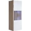 MB Muebles Bonitos, Vetrina Pensile Luke V3, LED, Melamina, Finitura Opaca e Lucida, Sonoma e Bianco, 40x126x29cm