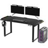 Ultradesk Uplift V2 Scrivania Rialzabile per Giocatori Tavolo da Gioco con Struttura in Acciaio, Spazio per Tre Monitor Regolazione Elettrica dell'Altezza, LED RGB, Accessori Inclusi, 176 x 75 cm Nero