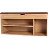 Brigros WeHome - Cassapanca Scarpiera Con Seduta Imbottita, Scarpiera Salvaspazio, Panca Contenitore, Mobile Ingresso Per Arredamento Casa Con Cassette Legno (Rovere Chiaro, 3 Scomparti, 63x115x24)