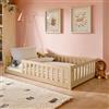 Kids Collective - Letto a pavimento per bambini, 120 x 200 cm, con protezione anti-caduta e rete a doghe Montessori, letto singolo, colore naturale, altre misure: 80 x 160 cm, 90 x 200 cm, 140 x 200