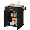 Yaheetech Carrello da Cucina con Ruote Credenza Salvaspazio per Microonde con Cassetto e 2 Ante per Cucina Dipensa o Bar 60 x 40 x 88,5 cm Nero