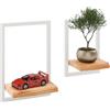 LAMO Manufaktur Mensole da muro Set 2pz 15/20cm | Mensole legno naturale, mensola cucina, scaffale da parete sospeso | Colore: noce-marrone, Telaio: avorio