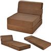 RELAX4LIFE Materasso Ospite Pieghevole 3 in 1, con Funzione Letto e Poltrona in Schiuma Spessa 15 cm, con Fodera lavabile, per Viaggi in Campeggio, 190x71x15 cm (Marrone)
