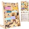 HUOLE Libreria per bambini con tasca, 7 livelli, in legno naturale, scaffale per libri, altezza perfetta per leggere, 80 x 60 x 30 cm (colore legno originale)