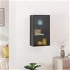 [en.casa] Mobiletto da Parete ad Anta in Vetro Scanalato Armadietto a Muro con 2 Ripiani Pensile in Acciaio 60x35x15 cm per Stoccaggio Ingresso Corridoio Bagno Cucina - Nero