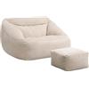 Home Deluxe - Poltrona a Sacco Cosy con Sgabello - Tessuto: Velluto a Coste, Colore: Beige - Dimensioni: 100 x 88 x 80 cm, Inclusa l'imbottitura