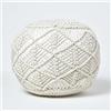 HOMESCAPES Pouf in macramè naturale lavorato a maglia, alto 35 cm, imbottito all'uncinetto, rotondo, 100% cotone, design intrecciato, 35 x 40 cm