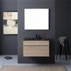 Kiamami Valentina - Mobile Bagno 80Cm Quercia Naturale Con Lavabo Nero E Specchio A Filo | Sole