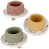 Doni Bomboniere Set 1 pz Vaso in Terracotta Tondo con Cerchio in Legno Bamboo con Scritta Assortito in Colori Diversi - Porta Piantine Succulenti Cactus - Regalo Bomboniere Evento