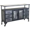milani home MilaniHome.it - Credenza in Metallo Ferro Industrial Mobile Madia per Arredamento Soggiorno, Sala da Pranzo, Salotto Industriale, Cm 132,5x37,5x82 HDI coloreGrigio