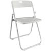 Marvin Sedia Pieghevole Salvaspazio Tiny Portatile Richiudibile da Interno Esterno Giardino Campeggio Ufficio Strutura in Ferro e Pvc Sedie Leggere Colorate Comode con Schienale (Bianco/Bianco)