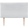 DHome - Testiera imbottita in ecopelle o tessuto Aqualine liscio, lussuosa, con gambe (ecopelle A, bianco, 90 x 105 cm con gambe, per letto 70/80/90 cm)