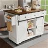Lexiou Isola da cucina, carrello da portata con piano di lavoro estraibile, carrello da cucina su ruote, armadio da cucina con 2 ante scorrevoli e 3 cassetti, carrello da pranzo con venature del legno