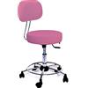 GALIZIA prjme Sgabello con Ruote e Schienale Girevole, Sgabello Lavoro con Schienale ed Altezza Regolabili, per Centri Estetici, Tatuatori, Imbottitura Alta 7cm, Prodotto Italiano (ROSA)