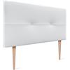 DHOME Testiera imbottita in Similpelle o Tessuto AQUALINE con gambe testate letto (Similpelle Bianco, 110x105 cm (Letti 80/90/105))