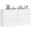 ZZINOKE Set di 2 Cassettiera Camera da Letto, Con 3 Cassetti, Armadio legno, Larghezza 70 cm, Adatta per Soggiorno, Camera da Letto, Cameretta dei Bambini, Ufficio, Bianco, 70×40×75 cm (L×P×A)