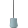 Inbagno Porta scopino WC da Appoggio in Ceramica Turchese E Cromo - Scopino Bagno Design Tondo Antibatterico H 39 cm - Linea Sidney