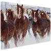 MuchoWow Stampa su Tela - Cavalli Che corrono nella Neve canovaccio 30x20 cm - Foto su Tela - Decorazioni Murali - Quadri Moderni