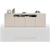 WHOUS Credenza e Buffet REAL per Soggiorno con 4 Ante e 1 Vano Aperto, Madia per Salotto, Cucina e Sala da Pranzo in Legno, 200x40x80 cm, Cashmere