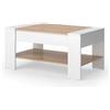 Vicco Tavolino August, Rovere bianco/dorato, 99.6 x 58.8 cm con cassetto, con ripiano aperto per libri e riviste