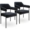 tectake® Set 2 Sedie Sala da Pranzo, Sedie Moderne con Gambe in Acciaio, Sedia Ergonomica, Sedie da Cucina Antiscivolo, Ideali per Soggiorno e Sala da Pranzo - Tessuto, Nero/Nero