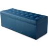 MG Design Pouf contenitore imbottito 45 × 120 cm Blu - capacità ca. 140 L, fino a 300 kg, seduta morbida, struttura solida, già montato e facile da pulire
