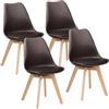 Brigros WeHome - Set 4 Sedie Candice, Sedie Sala Da Pranzo O Ufficio, Sedia Ergonomica, Seduta Imbottita Con Cuscino In Similpelle, Sedie Camera, Piedi In Legno Di Faggio, Arredamento Casa (Caffè)