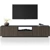 WHOUS Mobile Porta TV COSTE per Soggiorno con 4 Ante e 1 Cassetto, Mobile Tv in Stile Canneté per Salotto in Legno, 220,1x43x46 cm, Antracite Opaco e Legno Scuro