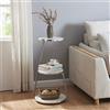[en.casa] Tavolino da Divano (AxLxP) 74 x 46 x 37 cm Tavolino Basso con Telaio in Metallo e 3 Piani d'Appoggio - Marmo Bianco