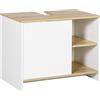 kleankin Mobile Bagno Sottolavabo 77 x 45 x 60cm Bianco e Color Legno