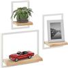 LAMO Manufaktur Mensole da muro Set 3 pz 15/20/35cm | Mensole cucina a parete, mensola bagno legno, mensola design da parete | Colore: naturale, Telaio: avorio