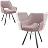 JIJIAN Set 2 Sedie Sala da Pranzo Girevoli 360° con Braccioli, Rosa | Sedie da Cucina Girevoli con Gambe in Metallo, Sedie Imbottite Moderne in Velluto a Coste per Sala da Pranzo e Soggiorno