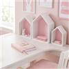 Puckdaddy Elise, set di mensole a forma di casa, scaffali portaoggetti da appoggio design a casetta, ripiani decorativi bianchi con interno rosa