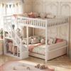 ZSSWSS Letto a Soppalco 90x200 per Bambini con Scala Contenitore e Armadio, Letto a Castello in Legno Massello con Protezione Anticaduta, Letto Rialzato Salvaspazio per Cameretta, Bianco