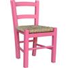 Liberoshopping SEDIOLINA BABY IN LEGNO CON SEDUTA IN PAGLIA, sedia per bambino (Rosa, Faggio)