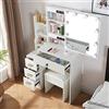 Ereousa Toeletta Trucco con Specchio e Sgabello, Postazione Make-up Robusta con Luci Dimmerabili e Guida Video, Scrivania da Trucco con 6 Cassetti e 6 Ripiani, Bianco, 36×83×139 cm, H02624