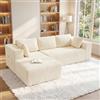 Xbro Divano Angolare a L 3 Posti Componibile, Divano con Chaise Longue Sinistra in Velluto a Coste, con Tasche Laterali e Cuscini, per Soggiorno Appartamento, 250x160x62 cm, Beige