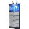 Vladon Cassettiera Pino V3, Credenza con 4 cassetti e 1 vano a Giorno, Antracite/ossido di Grigio Cemento con LED RGB (56 x 125 x 36 cm)