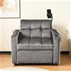 REXO Divano letto singolo allungabile 3 in 1: con portabevande e supporto per cellulare, sedia a sdraio, poltrona, perfetto per piccoli spazi, 83 x 167 x 76 cm (grigio scuro)