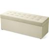 MG Design Pouf contenitore imbottito 45 × 120 cm Beige - capacità ca. 140 L, fino a 300 kg, struttura in legno massiccio, superficie opaca con trama fine, già montato e facile da pulire