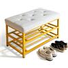 NMGBRDM Panca Portascarpe con Cuscino, Cassapanca Porta Scarpe 2 Livelli, Scarpiera Panca Ingresso in Stile Vintage, Scarpiera con Seduta per Corridoio Soggiorno Camera da Letto(Size:60 * 35 * 45cm)