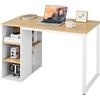 LIFEZEAL Scrivania Salvaspazio, Bianco, Scrivania Ufficio Porta Computer, PC, con 5 Scomparti Aperti, Postazione di Studio, Tavolo di Lavoro, Desk, in Legno, Metallo, Max 115kg, 115x59,5x75cm