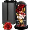 Maverton Rosa Stabilizzata con LED Personalizzata - Regalo Donna Compleanno Elegante - Rosa Eterna in Cupola di Vetro - Idee Regalo Donna - Dimensioni 21 cm x 11 cm