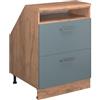Vicco Mobile cucina sottotetto R-Line, Rovere artigianale, 60 cm con 2 porte, carcassa 60 cm profondità, per la libera combinazione all'interno di sistemi cucina modulari