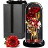 Maverton Rosa Stabilizzata con LED Personalizzata - Regalo Donna Compleanno Elegante - Rosa Eterna in Cupola di Vetro - Idee Regalo Donna - Dimensioni 21 cm x 11 cm