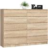 AKORD Cassettiera K 160 cm | 10 (2 x 5) Cassetti | Moderna Mobiletto per il soggiorno Camera da letto Armadio Soggiorno Bagno | Salvaspazio | 160 x 121 x 40 cm | Peso 80 kgRovere di Sonoma