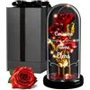 Maverton Rosa Stabilizzata con LED Personalizzata - Regalo Donna Compleanno Elegante - Rosa Eterna in Cupola di Vetro - Idee Regalo Donna - Dimensioni 21 cm x 11 cm